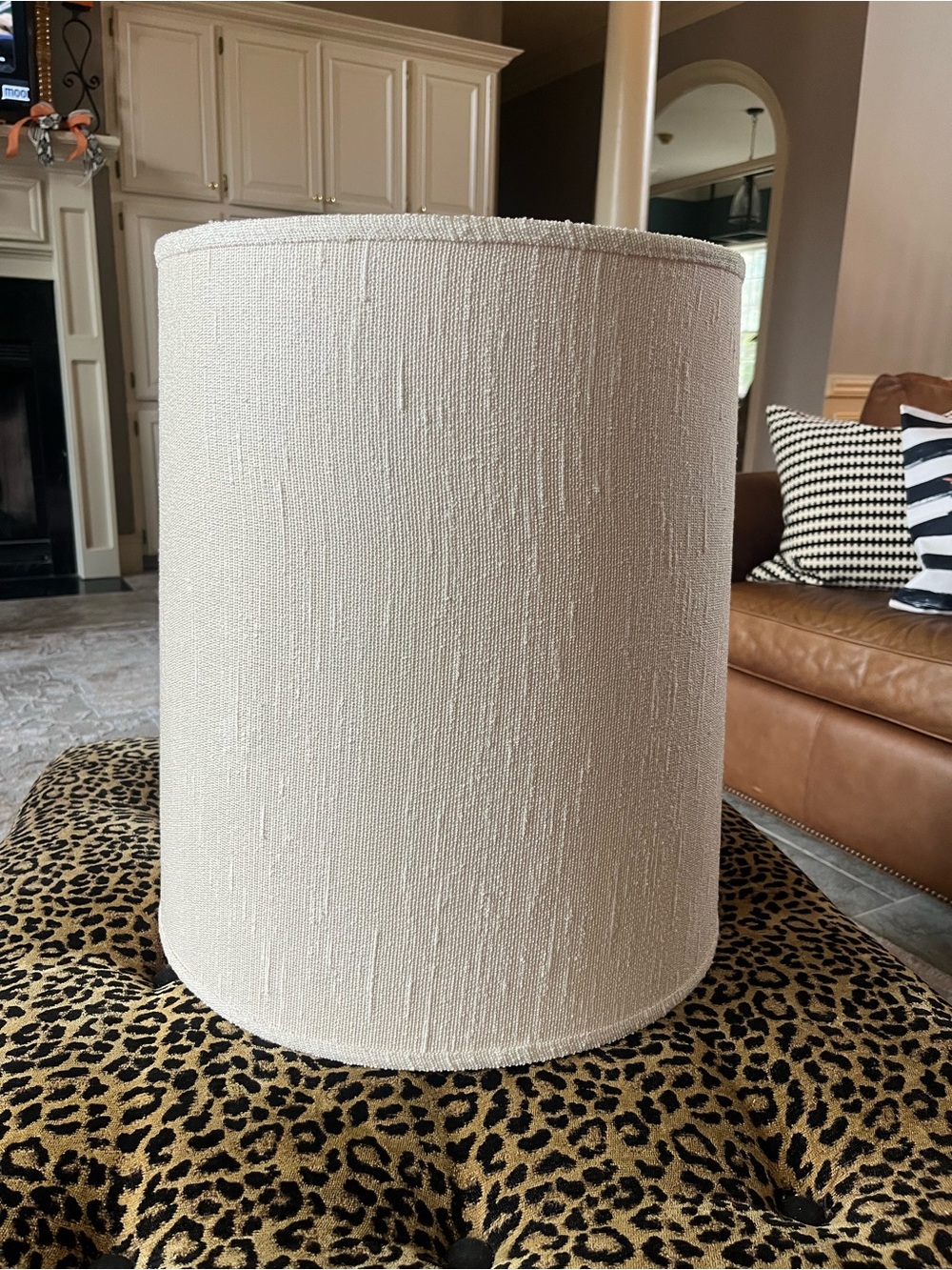 Item: Genuine Vintage Mid-Century Modern Extra-Tall Cylinder Drum Lampshade
Era: